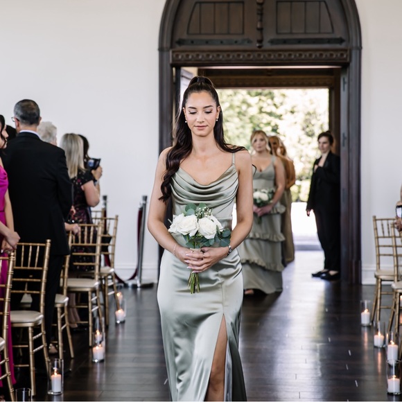 Revelry ember satin dress silver sage - Picture 3 of 5